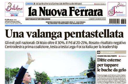 La Nuova Ferrara in prima pagina: "Muore Astori, il calcio si ferma"