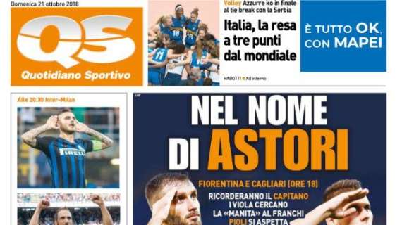 Fiorentina, l'apertura del QS-La Nazione: "Nel nome di Astori"