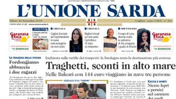 Cagliari, L'Unione Sarda in prima: "A Parma in cerca di conferme"