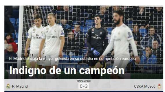 Real Madrid, che umiliazione col CSKA. La stampa spagnola: "Indegni"