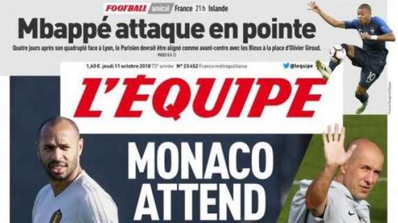 L'Equipe in prima pagina: "Il Monaco attende il suo salvatore"