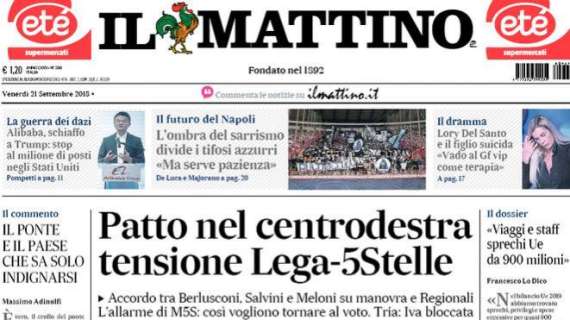 Il Mattino sul Napoli: "L'ombra del sarrismo divide i tifosi azzurri"