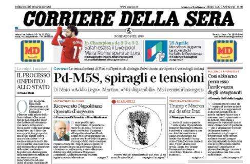 Corriere della Sera: "Salah esalta Liverpool, Roma spera ancora"