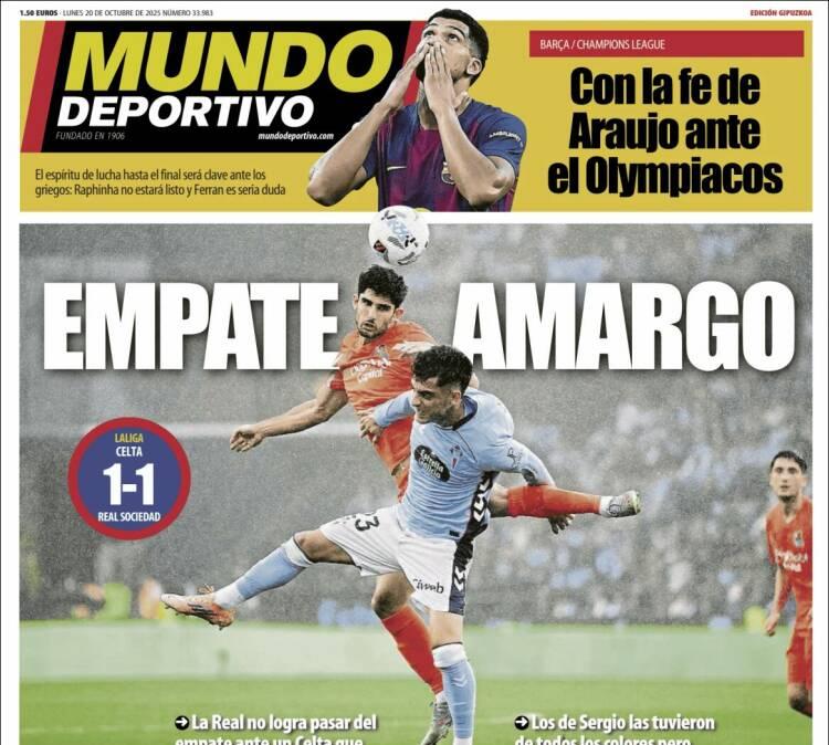 Mundo Deportivo, Ed.Guipúzcoa: "Empate amargo"
