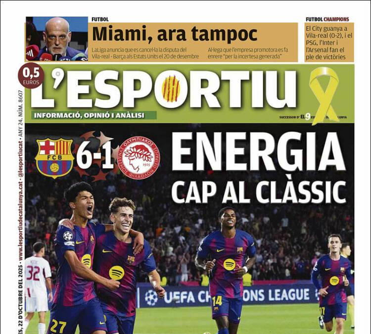 L'Esportiu: "Energía hacia el Clásico"