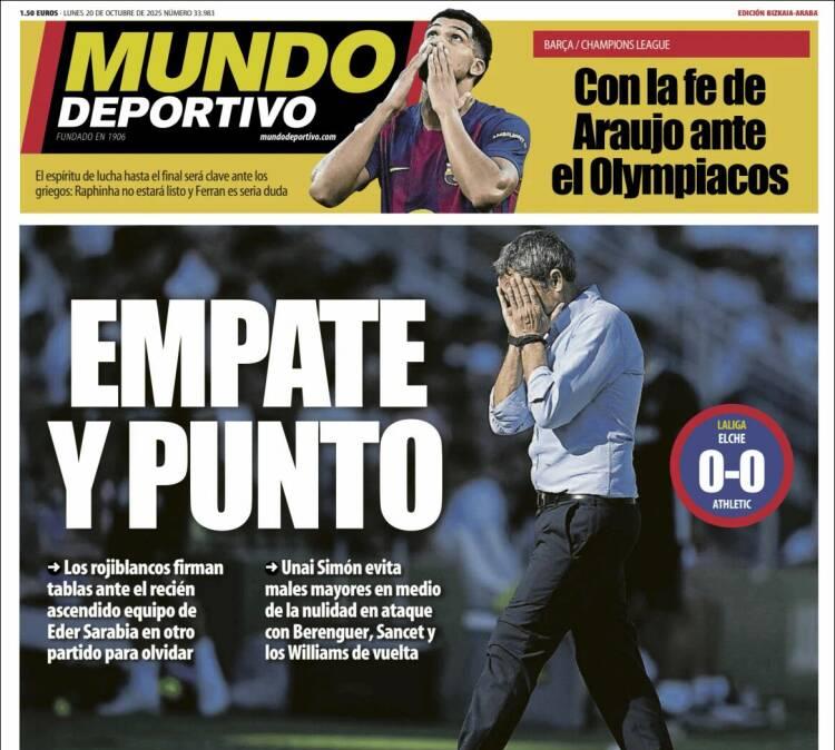Mundo Deportivo, Ed.Vizcaya: "Empate y punto"