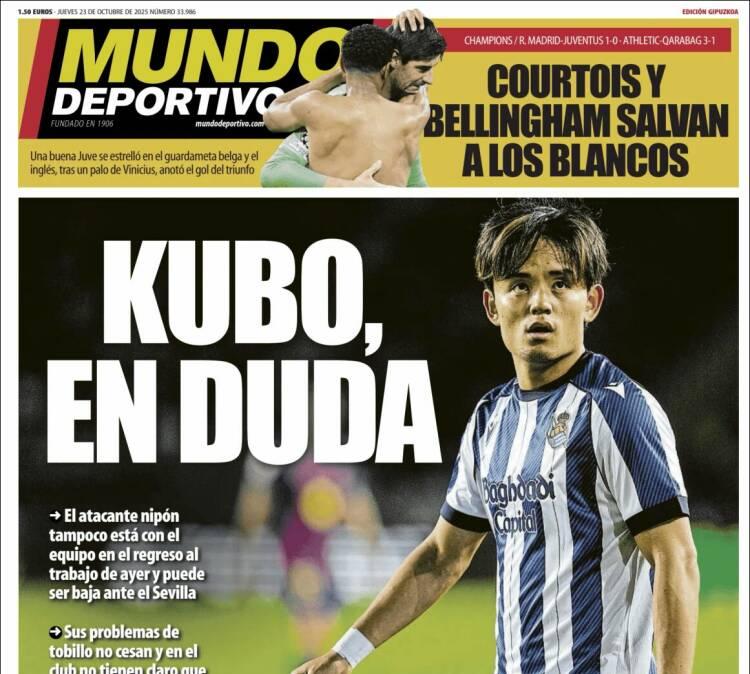 Mundo Deportivo, Ed.Guipúzcoa: "Kubo en duda"