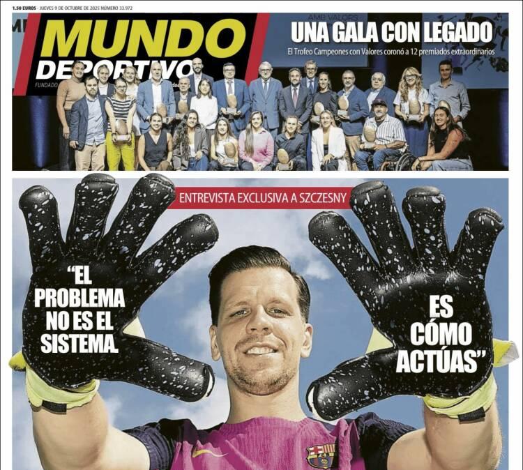 Szczesny en Mundo Deportivo: "El problema no es el sistema, es cómo actúas"