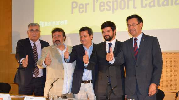 Bartomeu y Collet, juntos en su apoyo a la campaña de apoyo al deporte catalán 'Guanyarem'