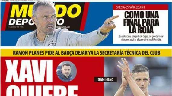 Mundo Deportivo: "Xavi quiere un extremo"