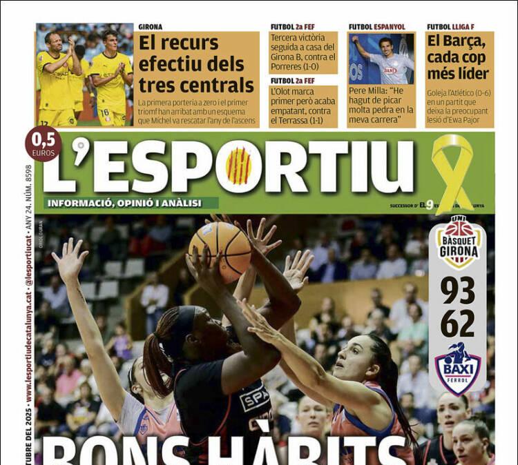 L'Esportiu, Ed.Girona: "El recurso efectivo de los tres centrales"