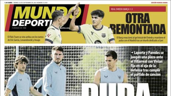 Mundo Deportivo, Ed. Vizcaya: "Duda central"