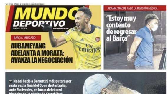 Mundo Deportivo: "Aubameyang adelanta a Morata"
