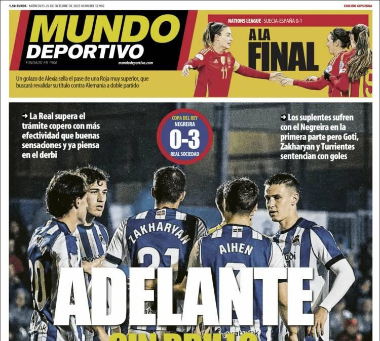 Mundo Deportivo, Ed.Gupúzcoa: "Adelante sin brillo"