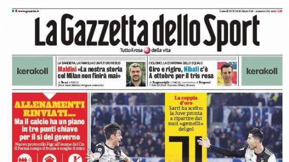 La Gazzetta dello Sport: "Allenamenti rinviati... Il piano del calcio per incassare il sì del governo"