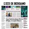 L'apertura de L'Eco di Bergamo: "Atalanta oggi a Torino, ma senza Scamacca"