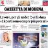La prima pagine della Gazzetta di Modena:  "Sassuolo in dieci cede di schianto all'Udinese"