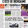 L'Eco di Bergamo in apertura sull'Atalanta: "Vola anche in Coppa, ora l'Inter"