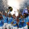 Festa Napoli al Maradona, in campo i giocatori con i capelli tinti di azzurro