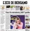 L'Eco di Bergamo in apertura su Gasperini: "Due turni e sarà il tecnico con più partite"