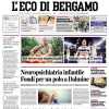 L'Eco di Bergamo in prima pagina sulla Dea: "Atalanta sola al secondo posto"