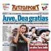 La prima pagina di Tuttosport: "Juve, Dea gratias. Penoso 1-1, ma è Champions"