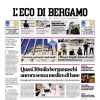 La prima pagina de L'Eco di Bergamo: "Atalanta, servono almeno 20 punti per la Champions"