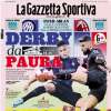 L'apertura de La Gazzetta dello Sport con Inter-Milan: "Derby da paura"