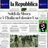 La Repubblica in prima pagina stamani: “La Juve crolla con il Benfica. Napoli e Milan ok”