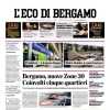 La prima pagina de L'Eco di Bergamo:"Atalanta, Koopmeiners in forse per il Napoli"