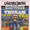 La Gazzetta dello Sport in prima pagina: "Thuram, uno, due, tre: l'Inter va"