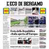 L’apertura dell’Eco di Bergamo: “Atalanta, ko che non fa male”