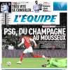 La prima pagina de L'Equipe sul pari del PSG: "Dallo champagne allo spumante"