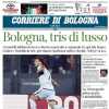 I rossoblù vincono all'Olimpico contro la Roma, Corriere di Bologna in apertura: "Tris di lusso"