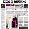 L'Eco di Bergamo titola in prima pagina: "L'Inter rallenta e l'Atalanta sogna"