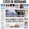 L'apertura de L'Eco di Bergamo: "Budan fa volare i nerazzurri: 'In alto in A e in Europa'"