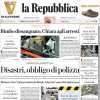 La Repubblica in prima pagina: "Agnelli, sequestro di 74,8 milioni. I legali: 'Estranei ai fatti'"