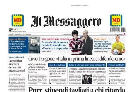 Il Messaggero in apertura: "Effetto De Rossi: la nuova Roma ora sogna e segna"