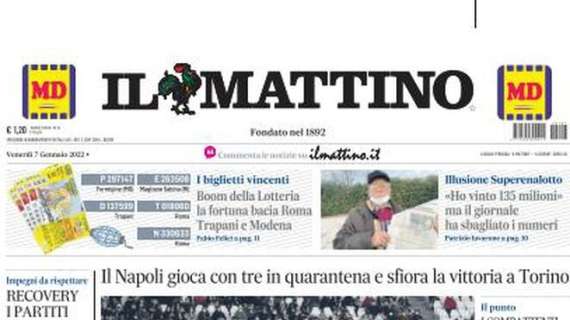 Il Mattino in apertura all'indomani di Juve-Napoli: "La farsa del calcio"