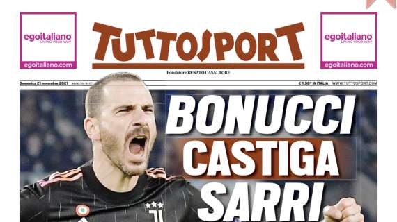 L'apertura di Tuttosport sulla vittoria della Juventus: "Bonucci castiga Sarri"
