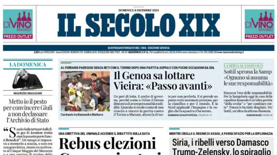 Il Secolo XIX in taglio alto di prima pagina: "Il Genoa sa lottare. Vieira: 'Passo avanti'"