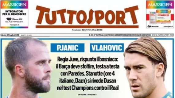 L'apertura di Tuttosport: "Pjanic e Vlahovic: rieccoli". Juve, ritorno di fiamma per Miralem?