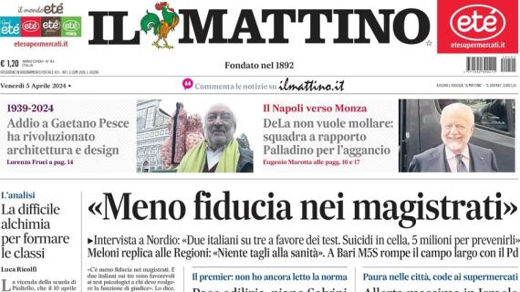 Napoli verso Monza, l'apertura de Il Mattino: "DeLa non vuole mollare: squadra a rapporto"