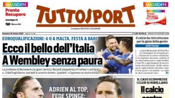 La prima pagina di Tuttosport: "Rabiot e Chiesa: 'Milan, arriviamo'"