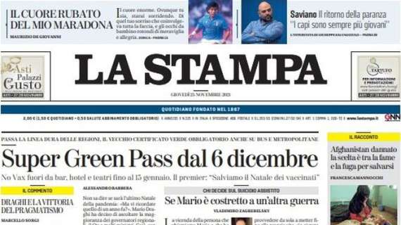 La Stampa in prima pagina sulla doccia fredda della Juve in Europa: “Brusco risveglio”