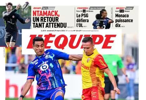 La Ligue 1 riprende con Lille-Lens, L'Equipe in prima pagina: "L'Europa del nord"