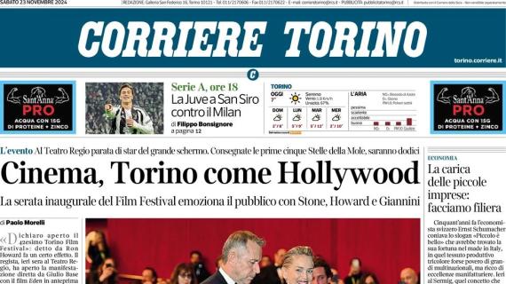 L'apertura del Corriere Torino sul big match: "La Juve a San Siro contro il Milan"