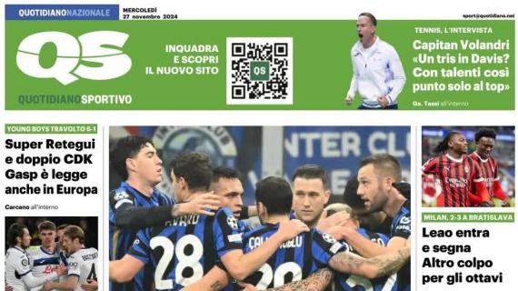 Il QS in prima pagina sul successo dei nerazzurri: "Inter d'acciaio, è già in vetta"