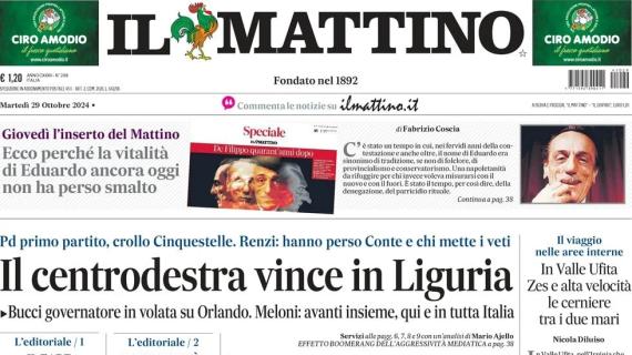 Il Napoli sfida il Milan a San Siro, Il Mattino in apertura: "Il Diavolo veste Kvara"