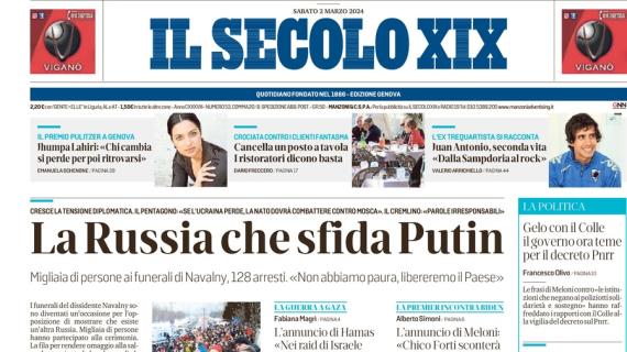 L'apertura de Il Secolo XIX con l'intervista all'ex: ""Juan Antoni si racconta: 'Dalla Sampdoria al rock''"